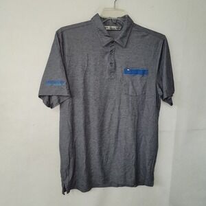 Travis Mathew Polo Shirt Men's‎ Large Gray Golf Casual Short Sleeve Pocket